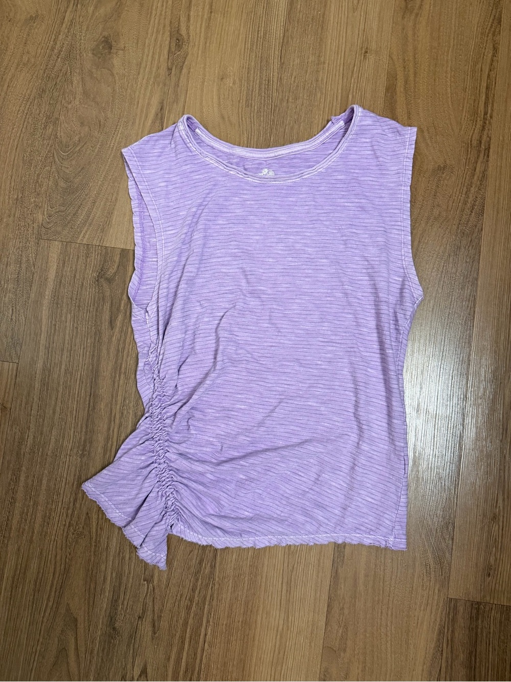 Anthropologie Brand Striped Purple Tank with Ruched Detail